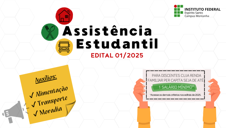 Edital 01/2025 - Auxílio Alimentação, Transporte e Moradia