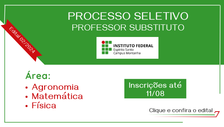 Edital 02/2024 - Professor Substituto de Agronomia, Matemática e Física