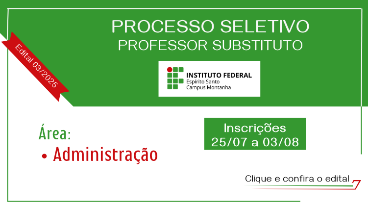Vagas para Professor Substituto - Área: Administração