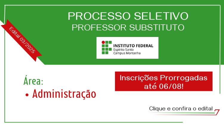 Vagas para Professor Substituto - Área: Administração